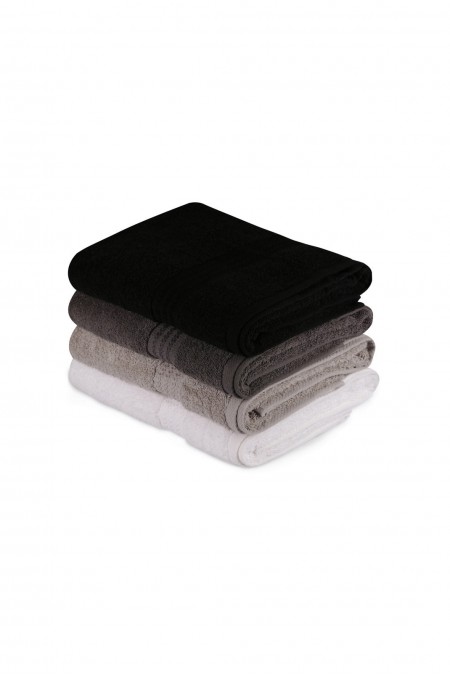 Ensemble de serviettes de bain (4 pièces) - 70x140cm - White / Grey / Dark Grey / Black - 1418