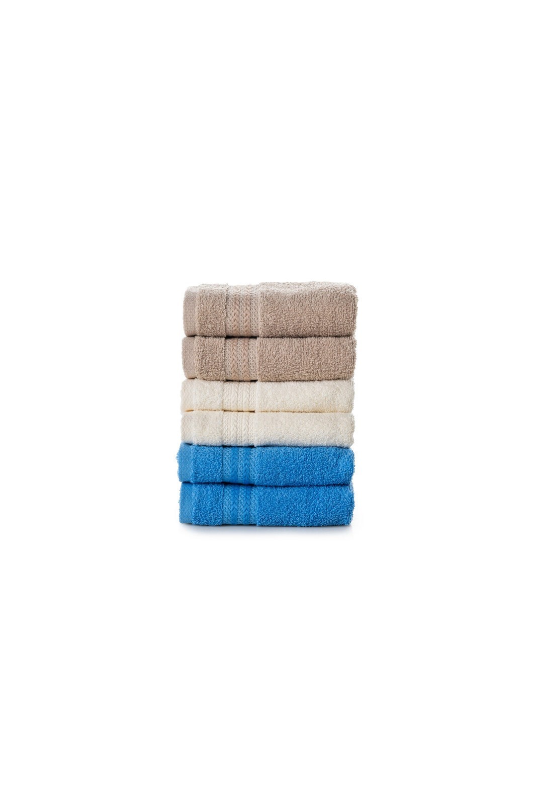 Ensemble de serviettes de toilette (6 pièces) - 30x50cm - Beige / Blue / Cream - 3363