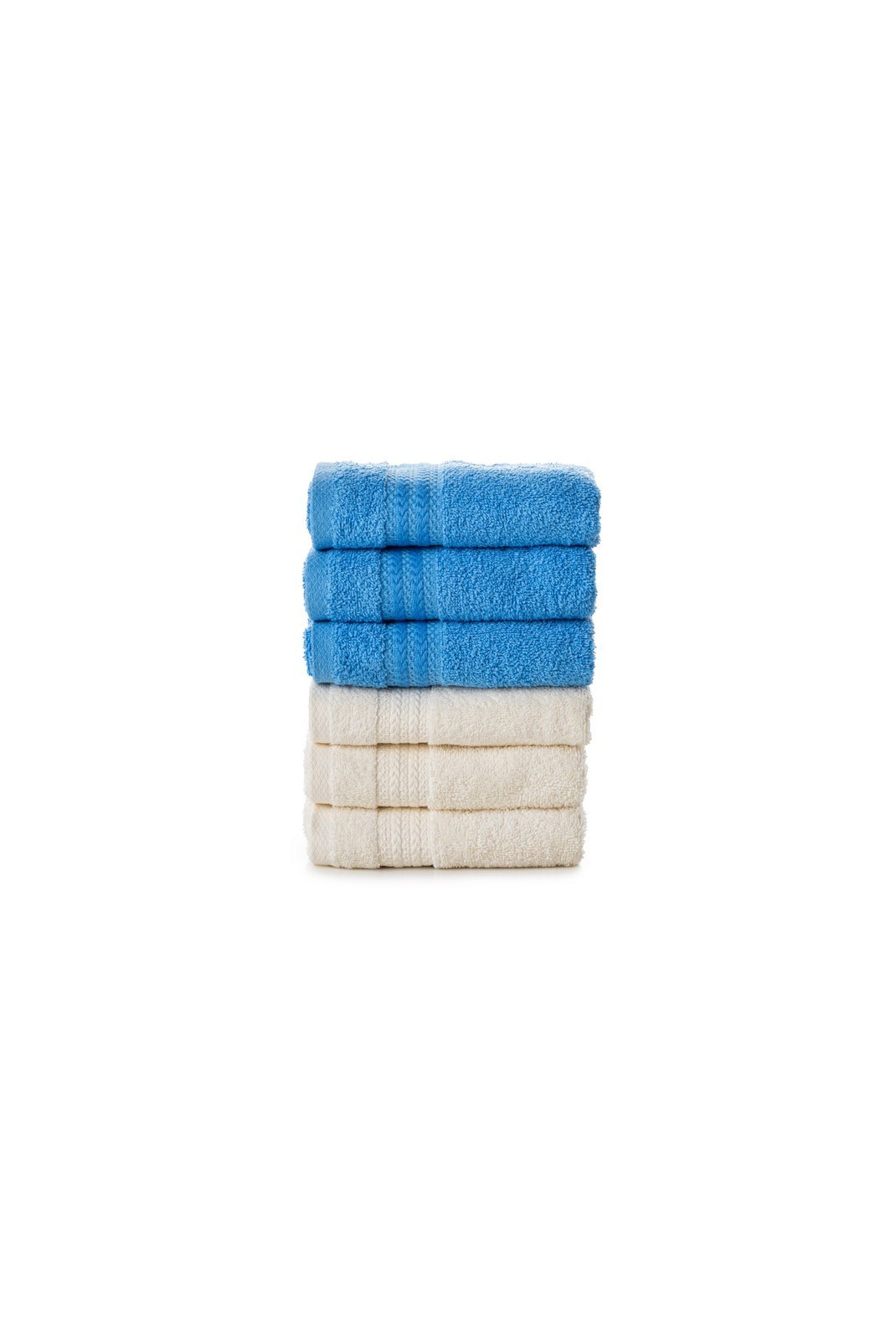 Ensemble de serviettes de toilette (6 pièces) - 30x50cm - Blue / Cream - 3365