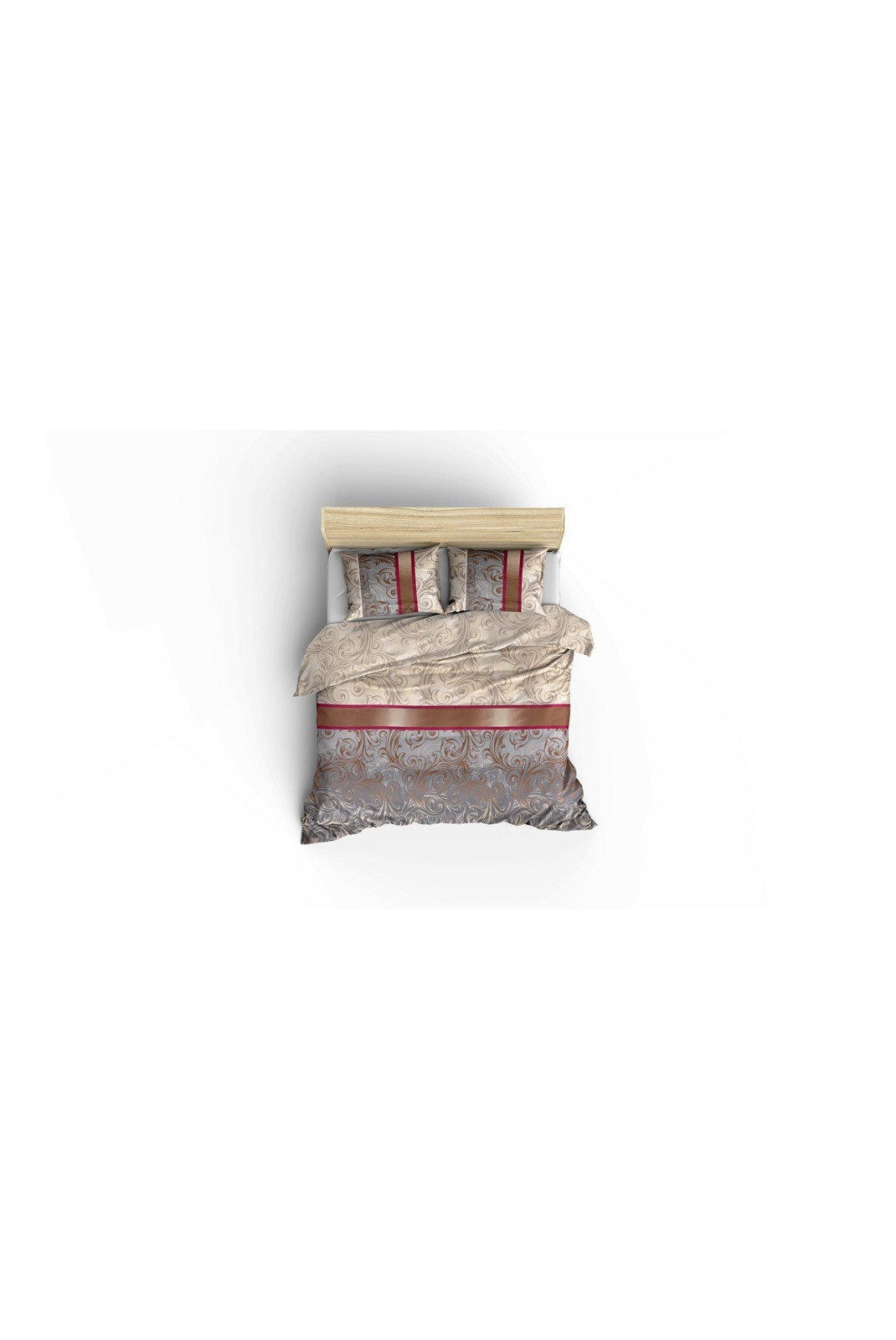 Ensemble de housse de couette Super King - 260x220 - Cream / Beige / Grey / Claret Red / White - 495