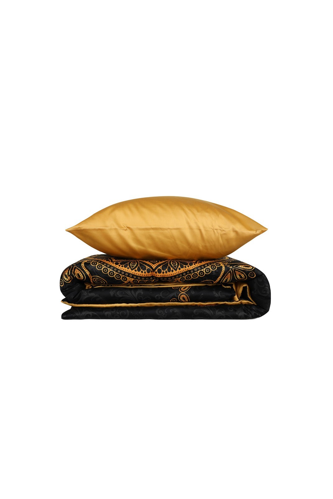 Ensemble de housse de couette simple en satin - 140x200 - Gold / Black - 660