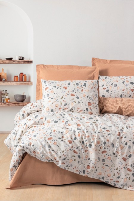 Ensemble de housse de couette simple renforcé - 140x200 - Caramel / White - 236