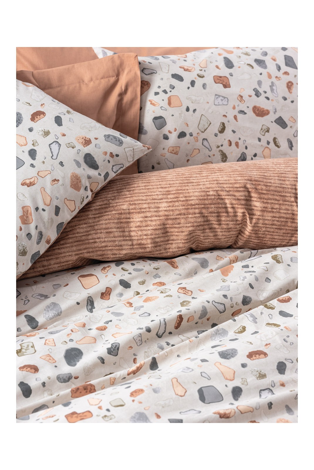 Ensemble de housse de couette simple renforcé - 140x200 - Caramel / White - 236