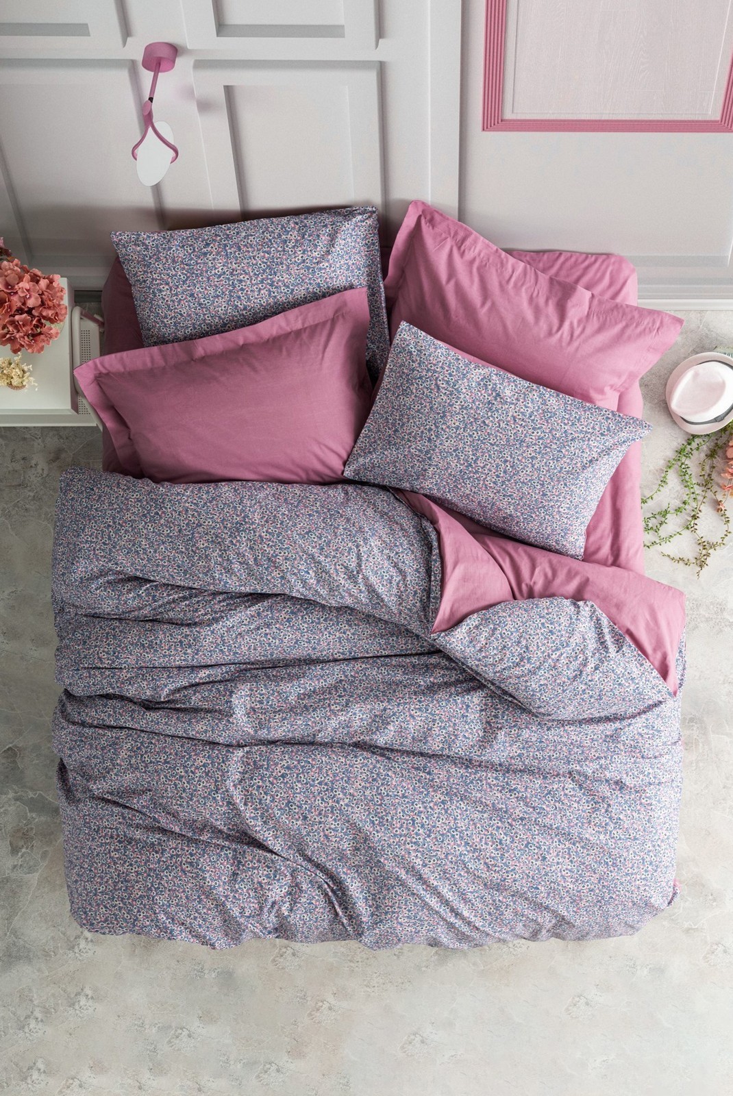 Ensemble de housse de couette simple renforcé - 140x200 - Dusty Rose / Purple - 409