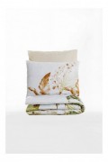 Ensemble de housse de couette en satin pour lit super king size - 260x220 - Beige / White / Green - 946