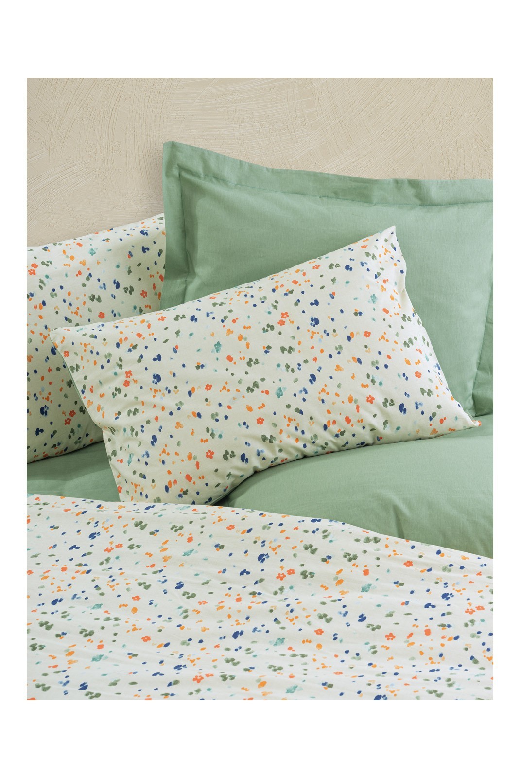 Ensemble de housse de couette renforcé Super King - 260x220 - Green / White / Orange / Dark Blue - 279