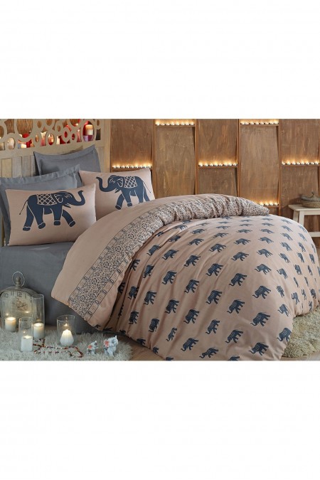 Ensemble de housse de couette simple - 140x200 - Blue / Beige - 513