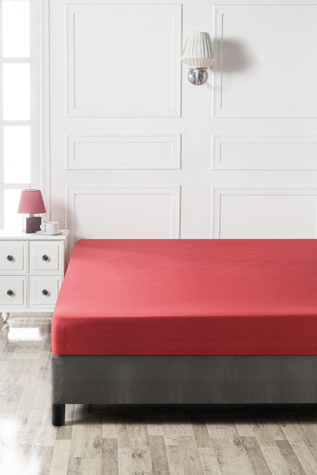 Drap housse simple renforcé - 90x190+25 - Red - 023