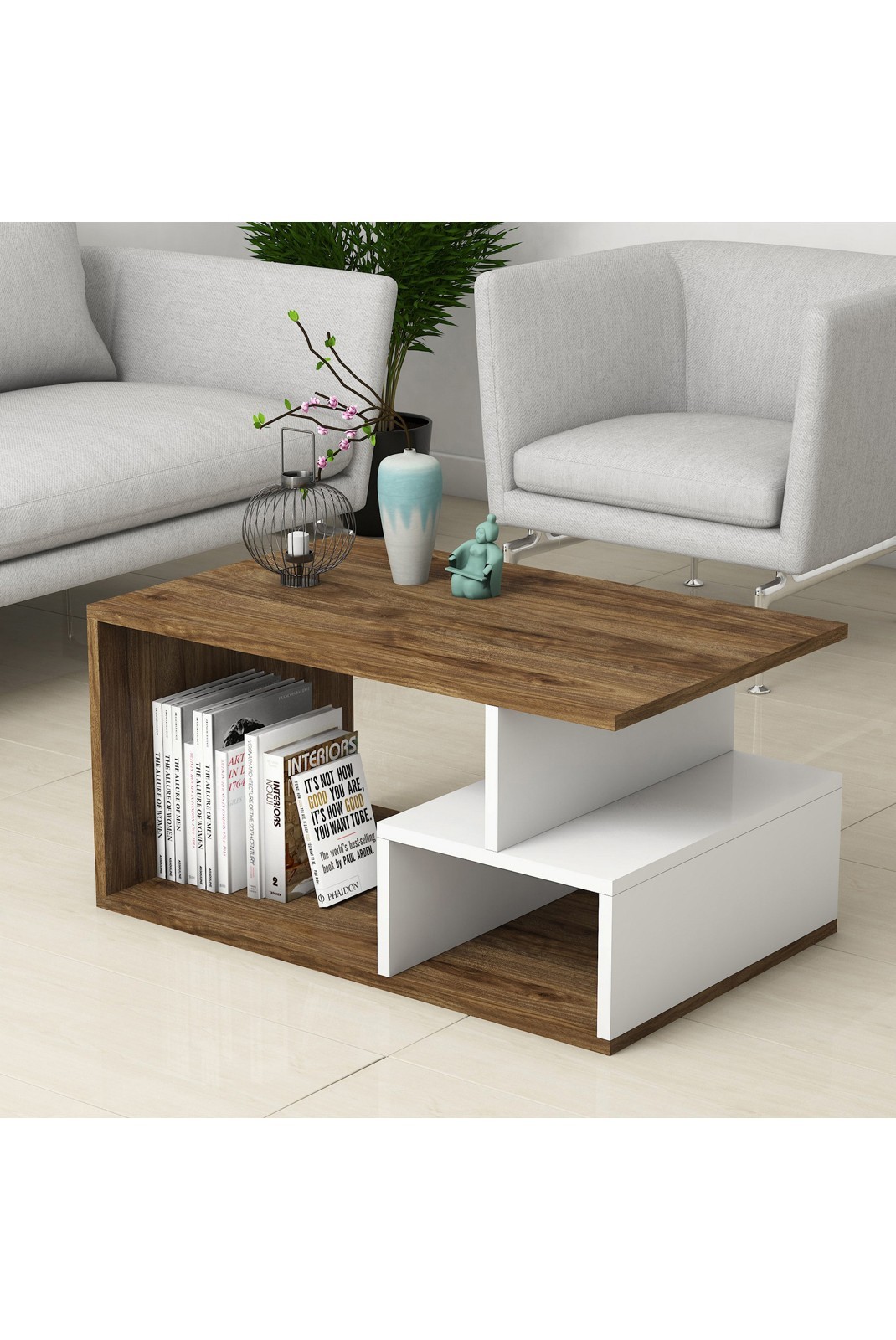 Table basse - Dark Walnut / White - A1146