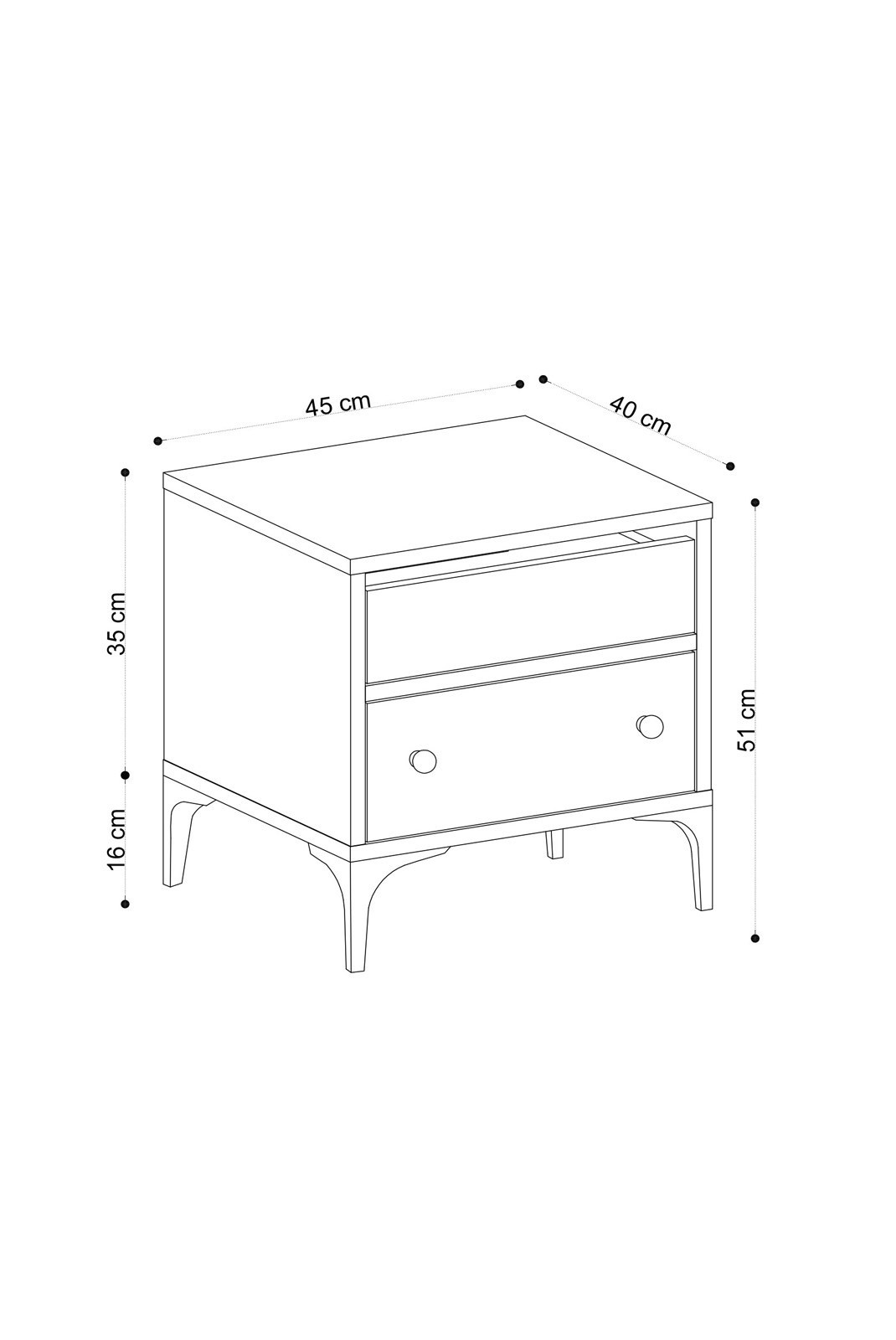 Table de nuit - Oak - D1204