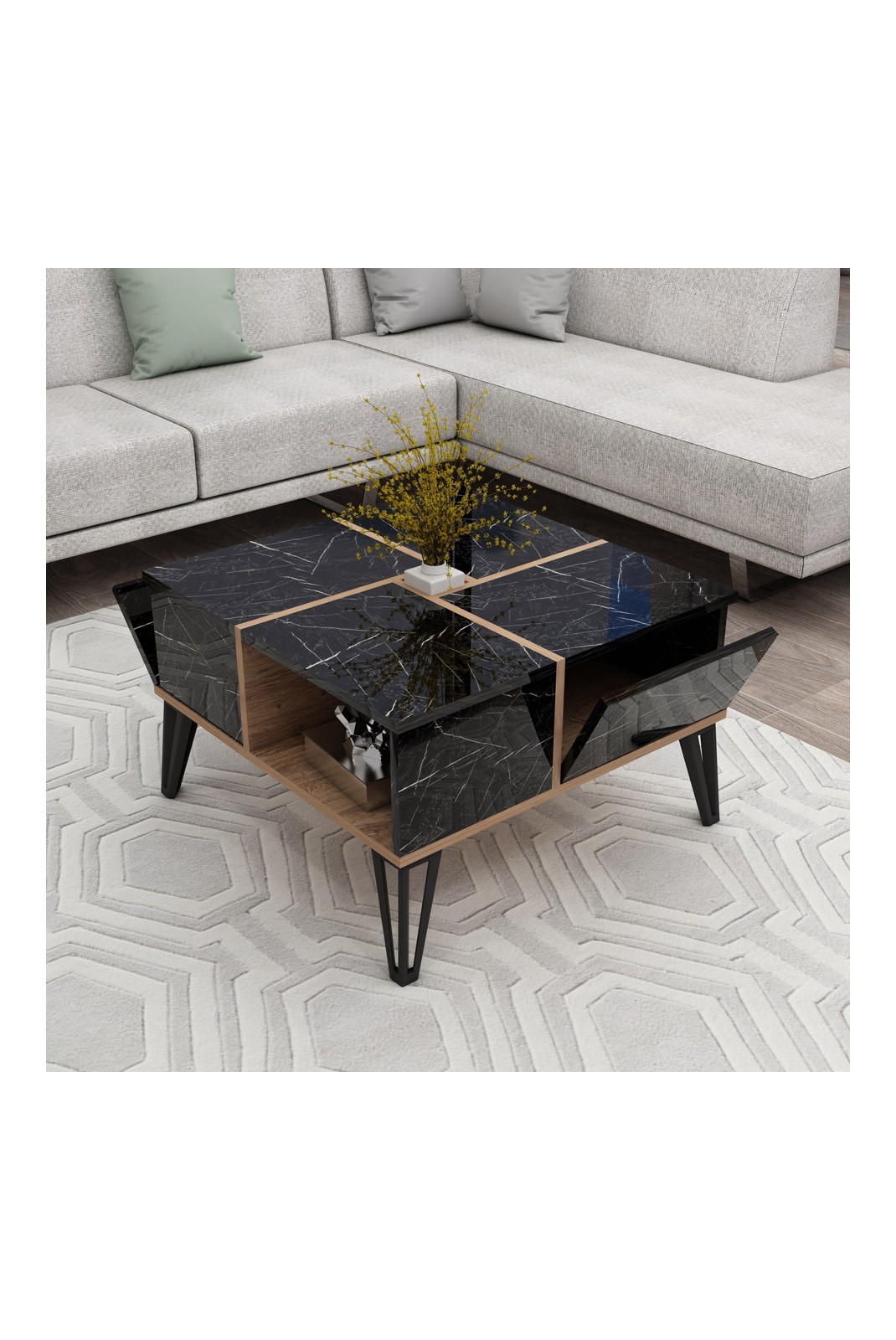 Table basse - Black / Walnut / White - L1415