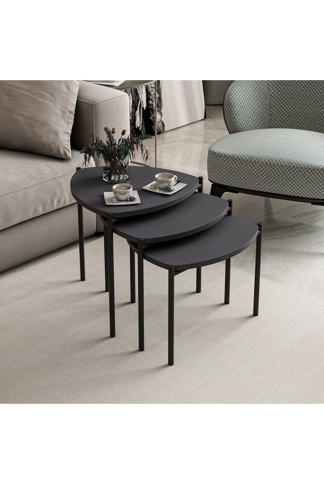 Table gigogne (3 pièces) - Anthracite - R1223