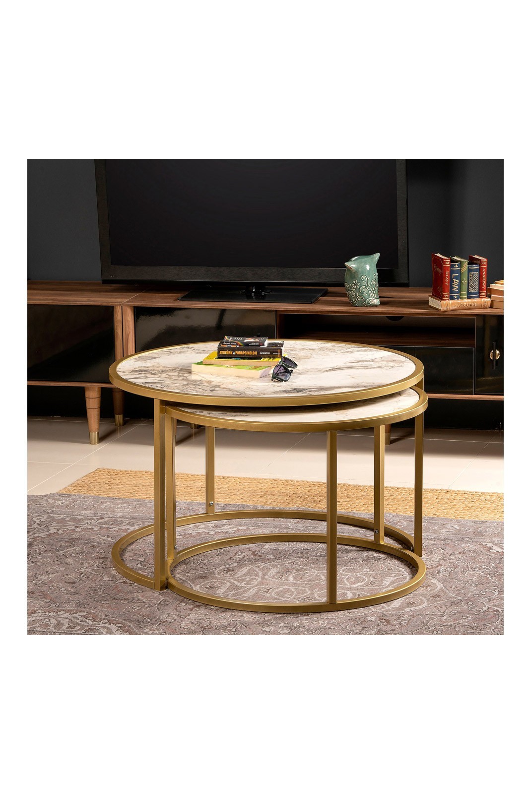 Table gigogne (2 pièces) - Gold / White - L1233