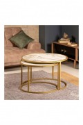 Table gigogne (2 pièces) - Gold / White - L1233