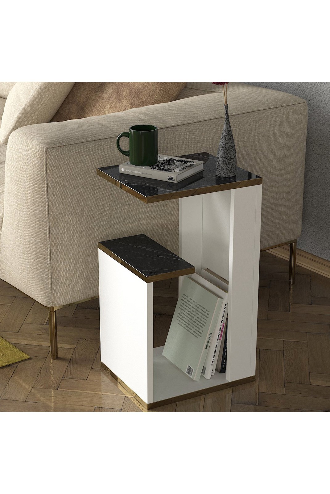 Table d'appoint - White / Gold / Black - H2830