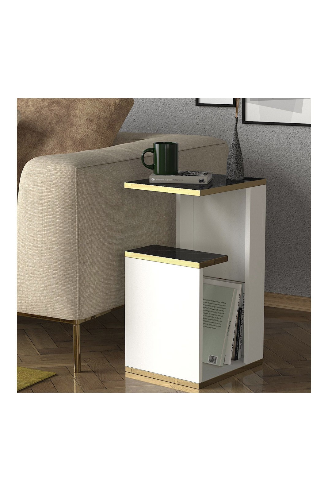 Table d'appoint - White / Gold / Black - H2830