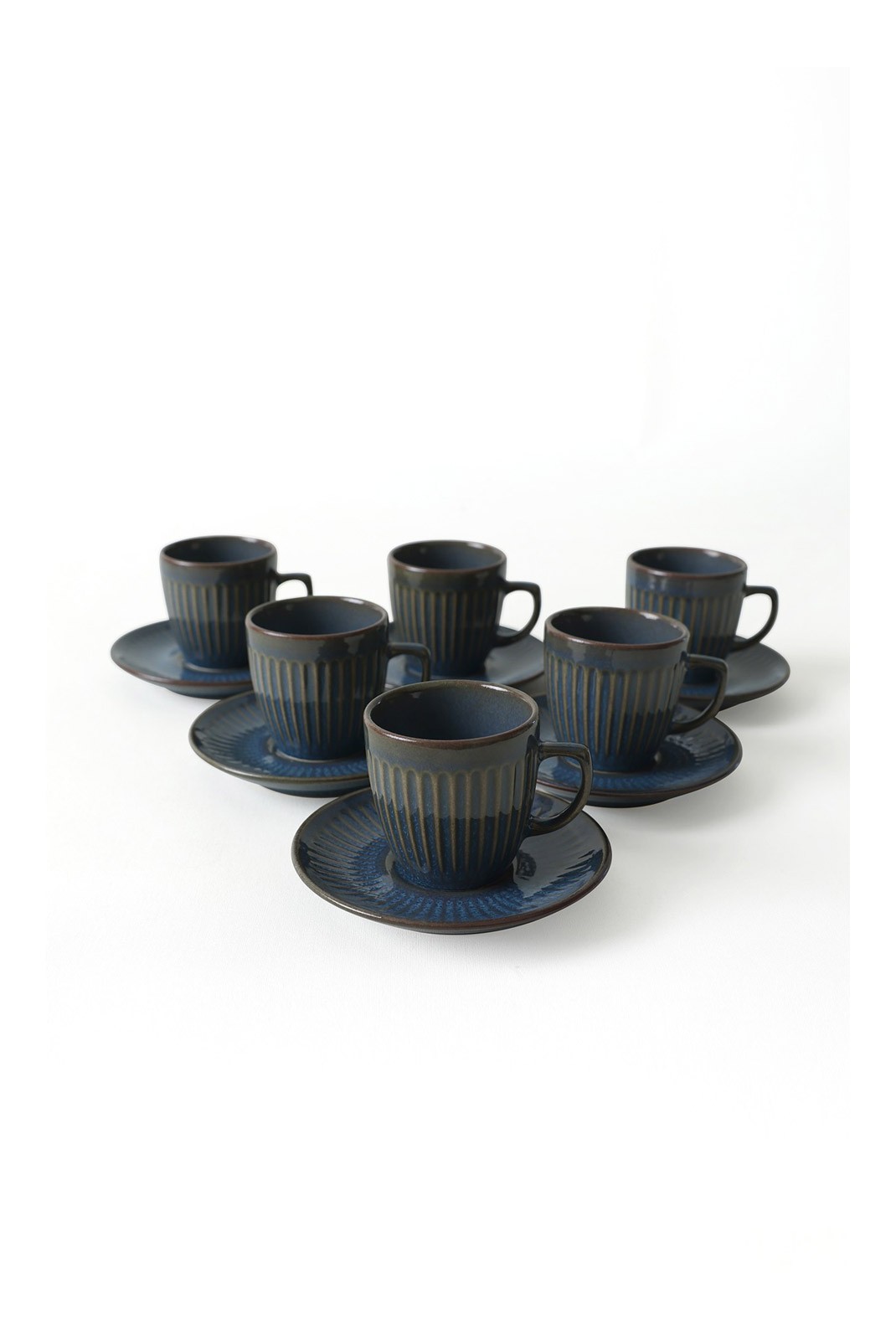 Ensemble de tasses à café (12 pièces) - Turquoise / Brown - M2252