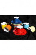 Ensemble de tasses à café (12 pièces) - Yellow / Turquoise / Orange / Red / Purple - P1208