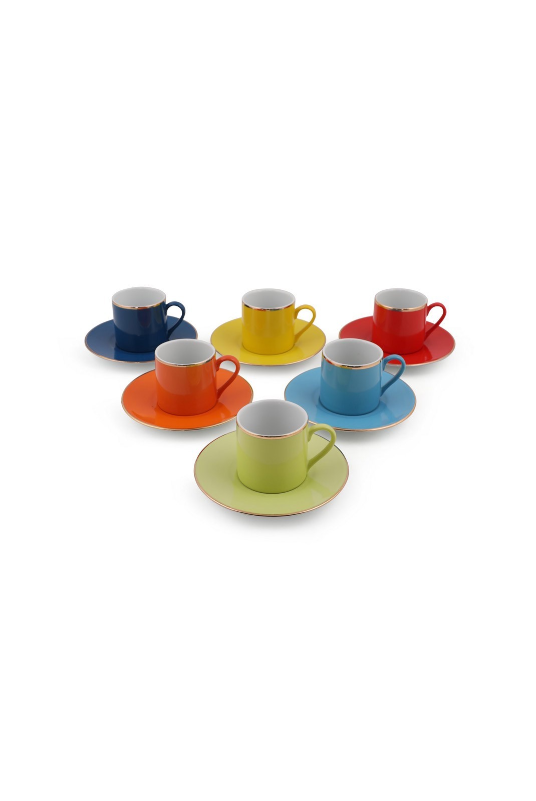 Ensemble de tasses à café (12 pièces) - Yellow / Turquoise / Orange / Red / Purple - P1208