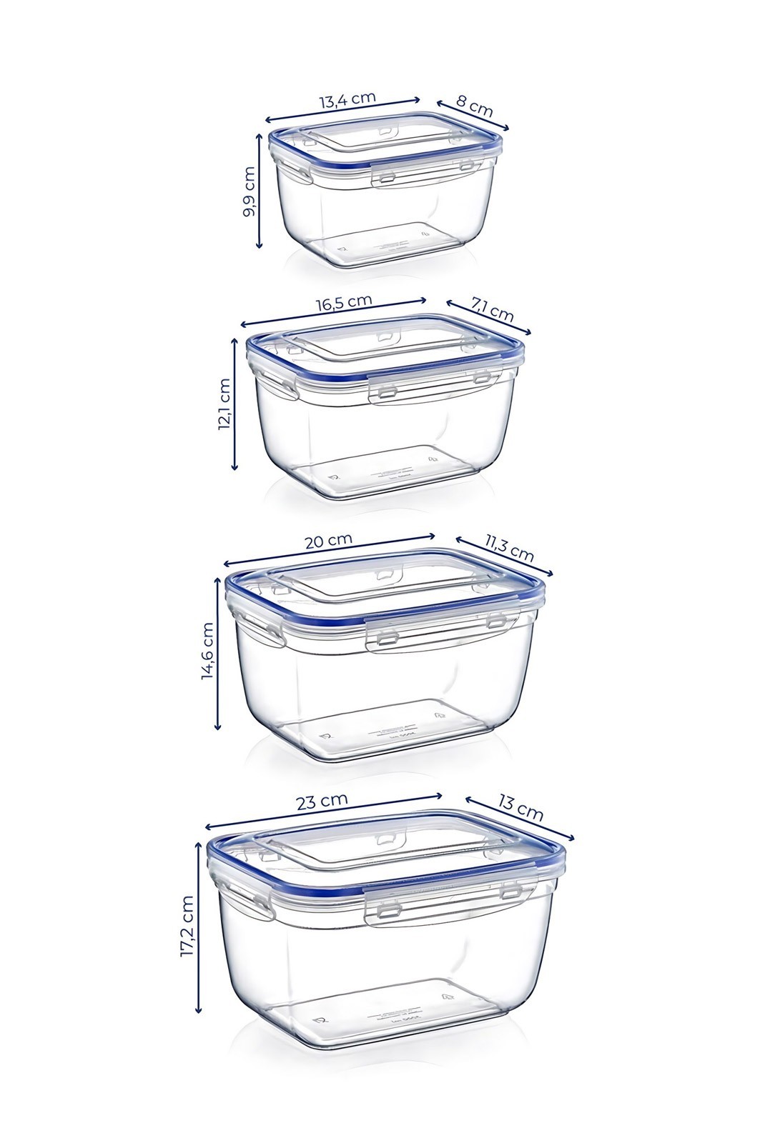 Boîte de conservation (4 pièces) - Transparent - M1138