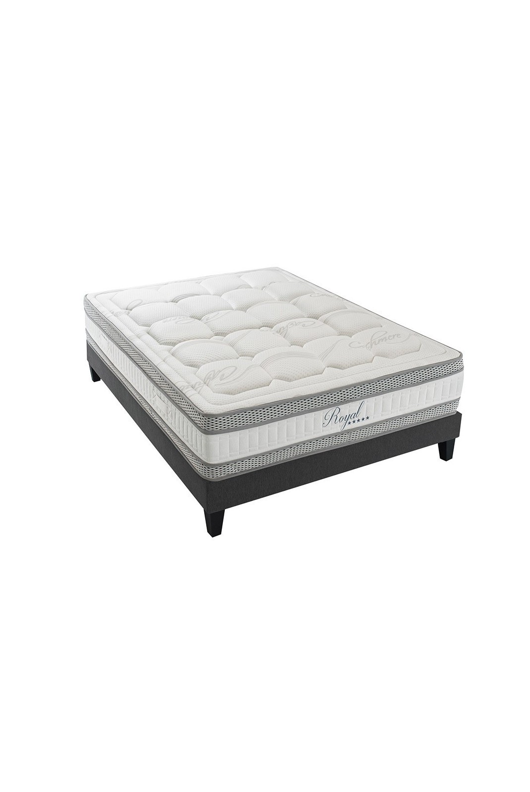 Ensemble Royal 5* 140x190 cm | Matelas Mémoire de forme + Sommier Bois