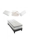 Pack Prêt à dormir Royal 5* 90x190 cm | Matelas Mémoire de forme + Sommier bois + Accessoires