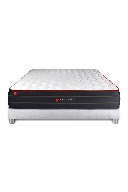 Ensemble Matelas BOOST 140x190 + Sommier Kit BLANC - SNBOOSTENS140190SKB