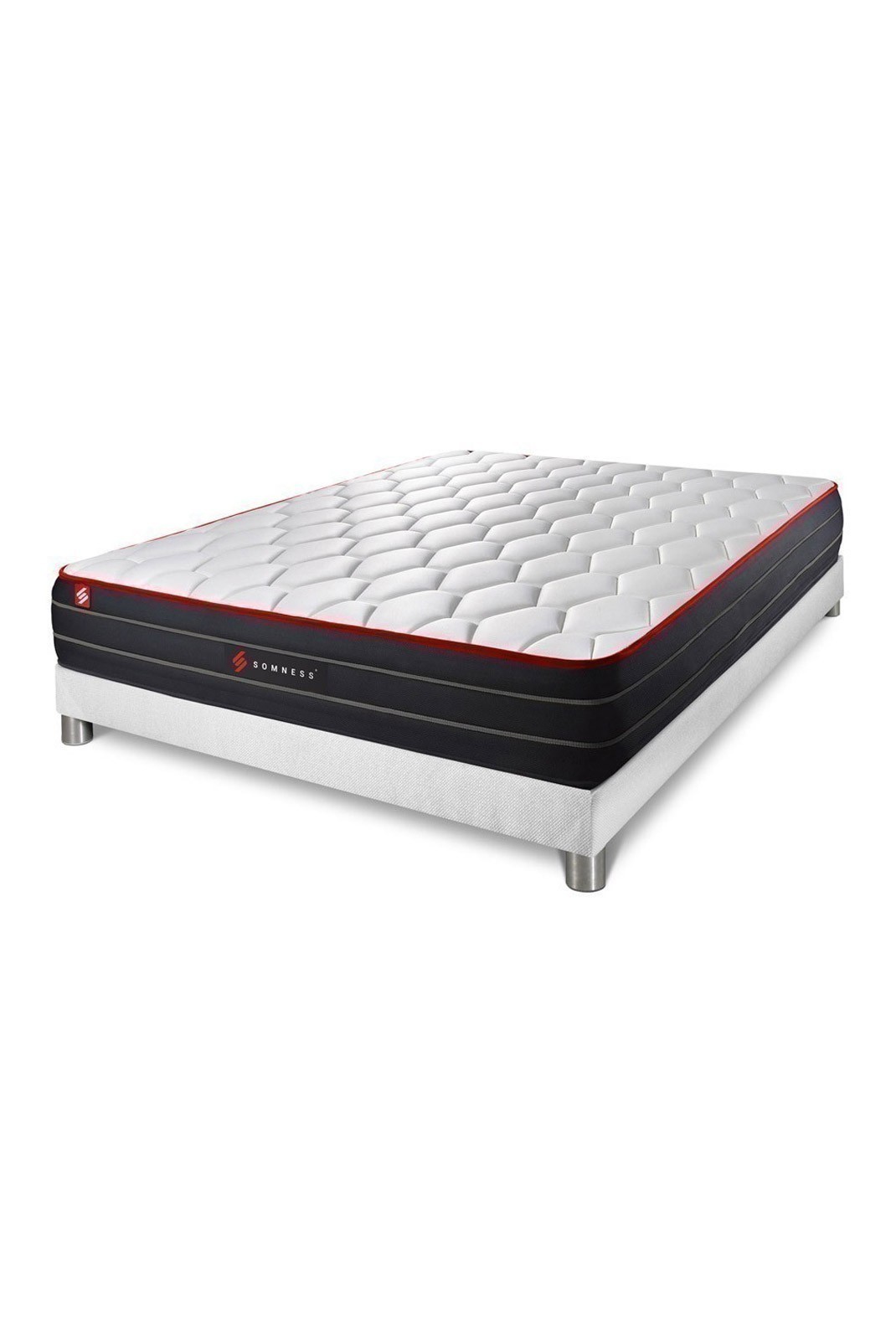 Ensemble Matelas BOOST 140x190 + Sommier Kit BLANC - SNBOOSTENS140190SKB