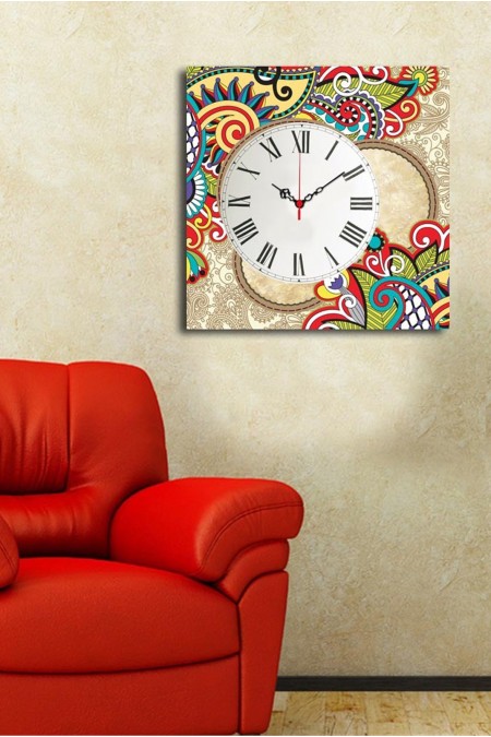 Horloge murale décorative en toile - Multicolor - A1660