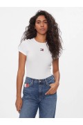 TShirt cotelé stretch Tommy Jeans YBR White DW0DW17881