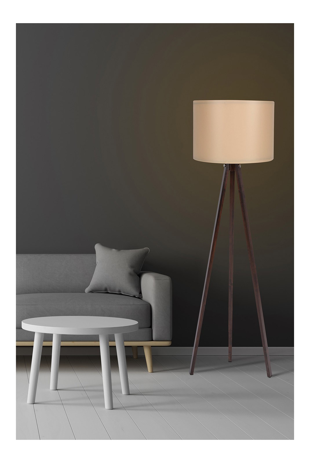 Lampadaire - Cream / Walnut - H1101