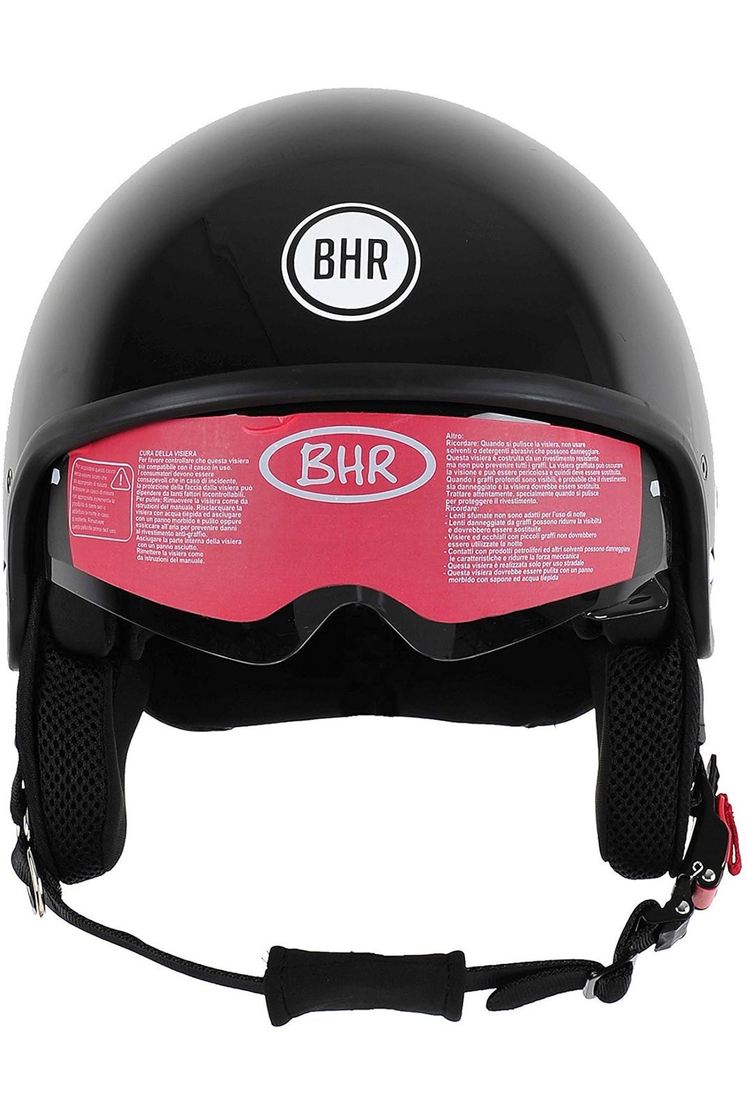 Casque BHR Demi-Jet Modèle 802 avec Visière à Disparition. Noir Métallique. M (57 cm)