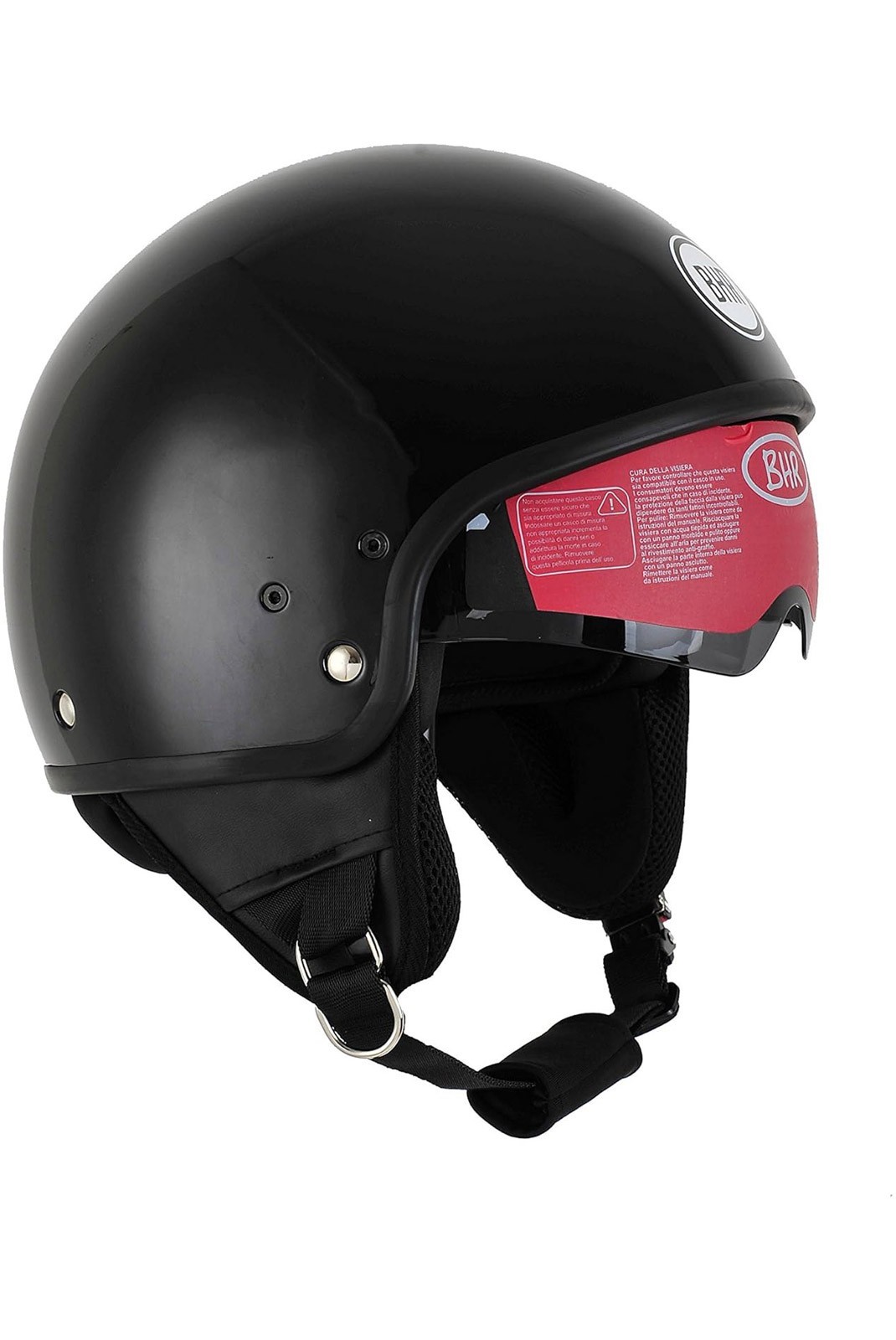 Casque BHR Demi-Jet Modèle 802 avec Visière à Disparition. Noir Métallique. M (57 cm)