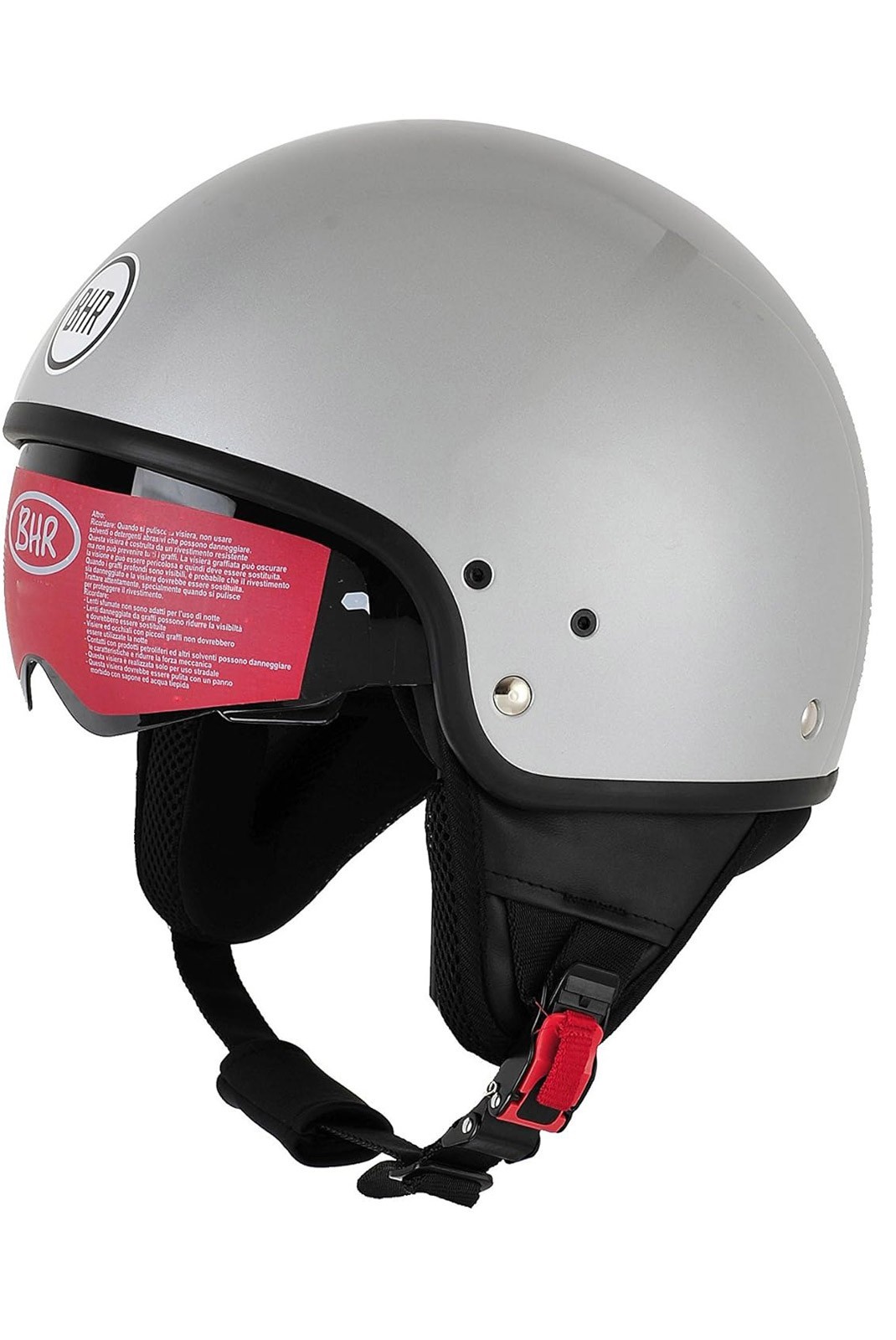 Casque BHR Demi-Jet Modèle 802 avec Visière à Disparition. Argent. M (57 cm)