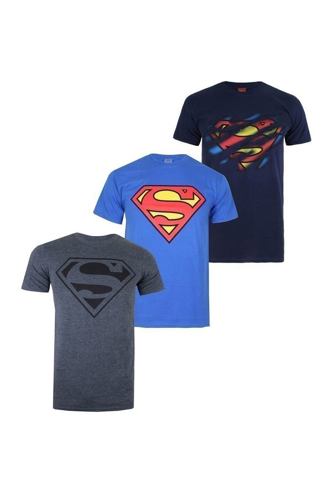 T-shirt x3 - Superman Torn Logo/Mono Superman/Superman Logo - GBMPK455MUL