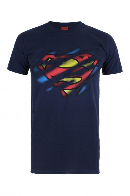 T-shirt - Superman Torn Logo - GBMTS127NVY