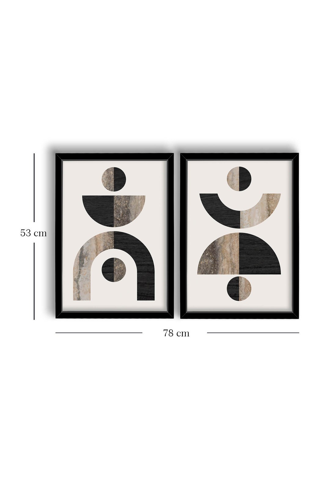 Tableau décoratif en MDF encadré (2 pièces) - Brown / Mink / White / Black - MF1124