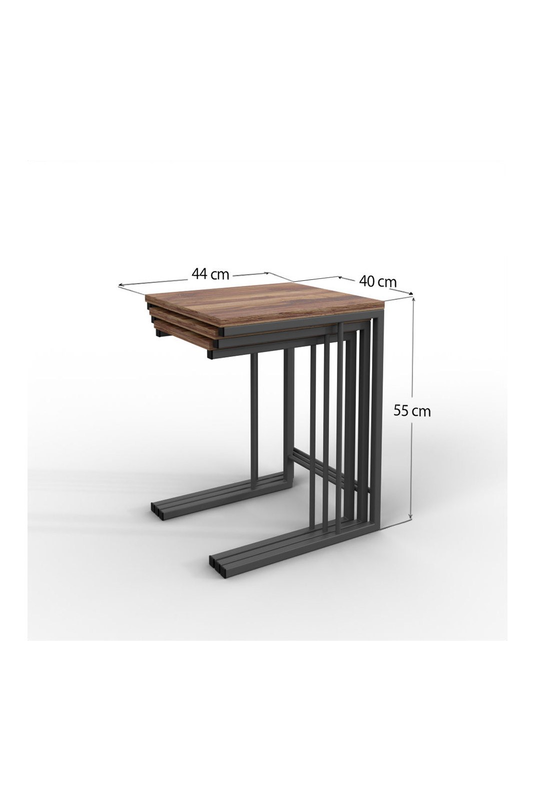 Table gigogne (3 pièces) - Oak / Grey - 1802