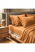 Drap-housse simple - 90x190+30cm - Orange - 2111