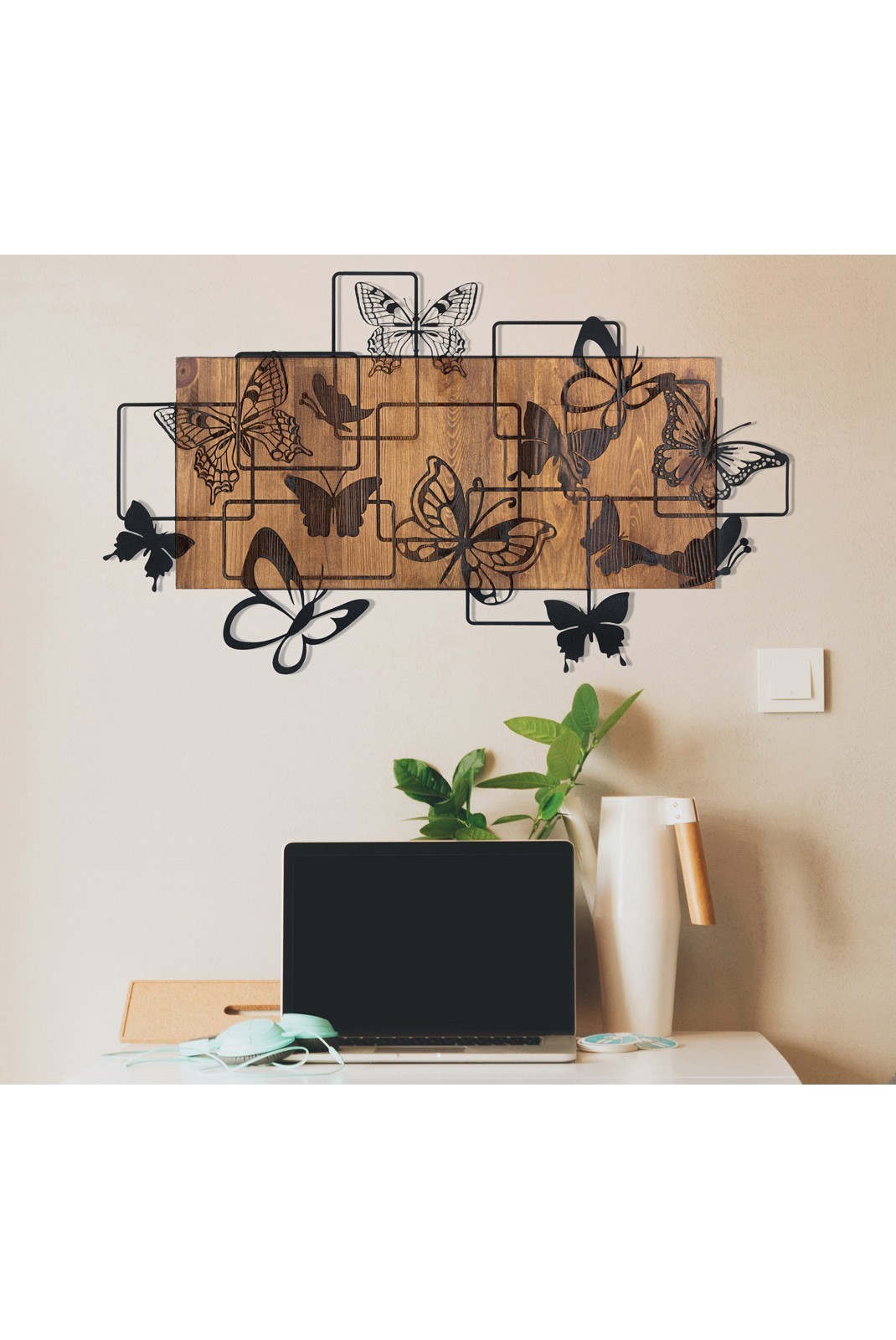 Accessoire mural décoratif en bois - Black / Walnut - NZ1861