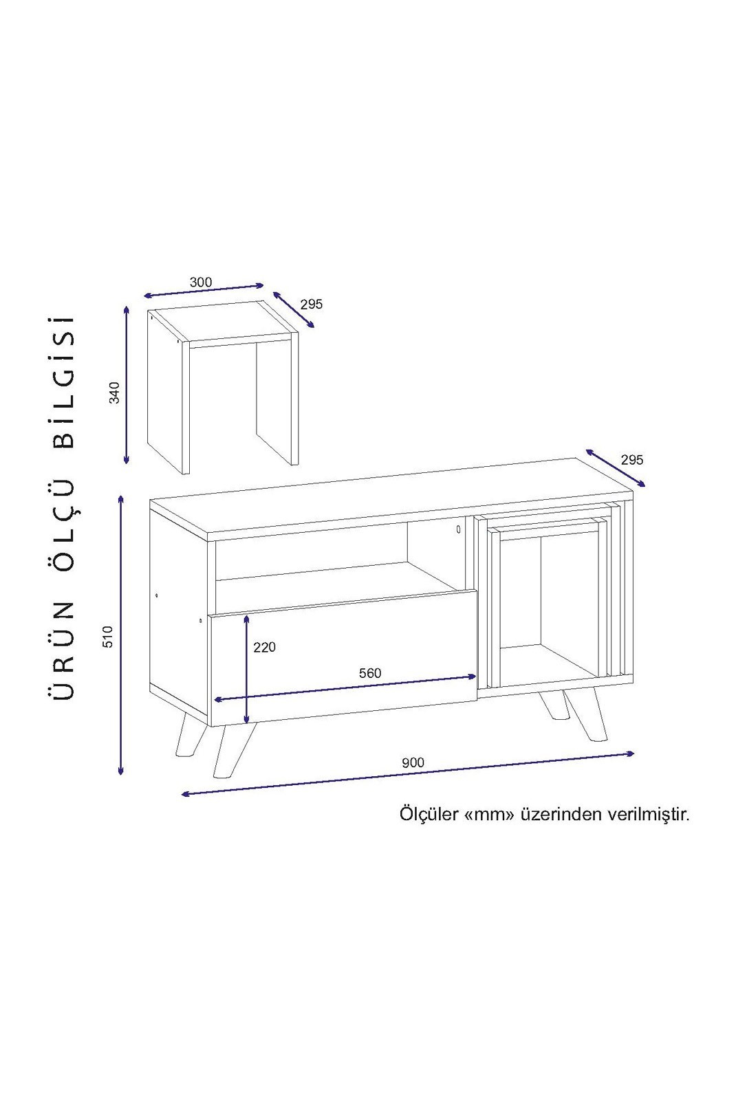 Meuble TV - White / Walnut - 3013