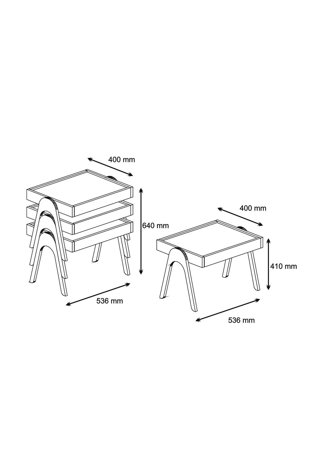 Table gigogne (3 pièces) - Walnut - 2825