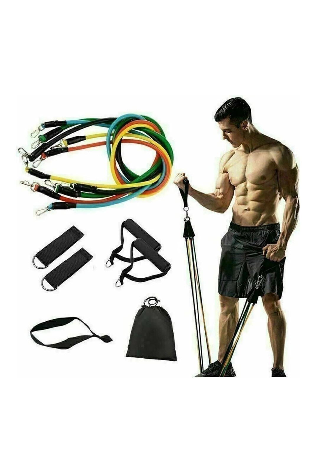 Kit de bandes SYNERFIT / tubes de résistance élastiques avec poignées + sac 14 pieces