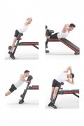 Banc de Musculation SYNERFIT Inclinable Réglable. multifonctions - entraînement complet noir et rouge