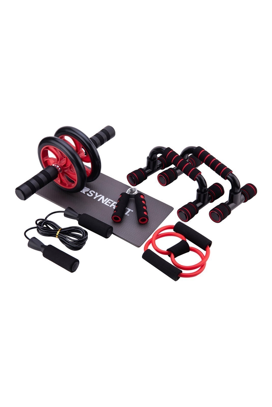 Pack d'équipements d'exercices Fitness SYNERFIT 7 en 1 - Rouge/Noir