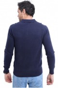 Pull Col Polo à boutons 2 fils - LE CAHEMIRE FRANÇAIS - Bleu Nuit