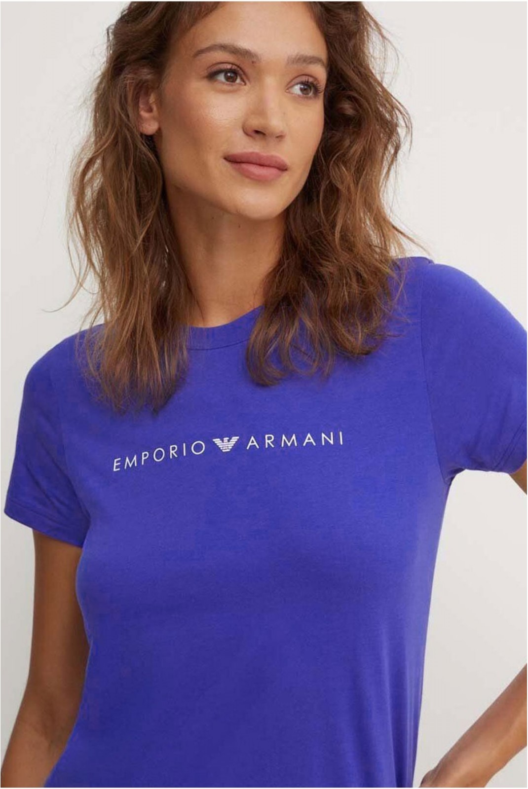 TShirt col V 100%coton Emporio armani 07191 VIOLET BLUE 164720 4F227