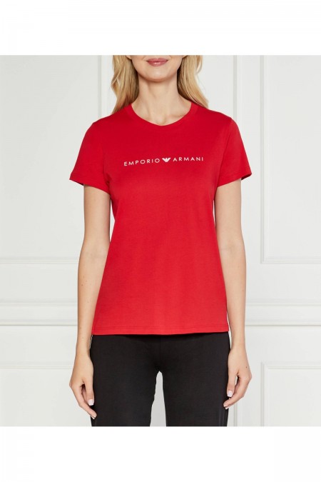 TShirt col V 100%coton Emporio armani 10374 ROSSO LACCA 164720 4F227