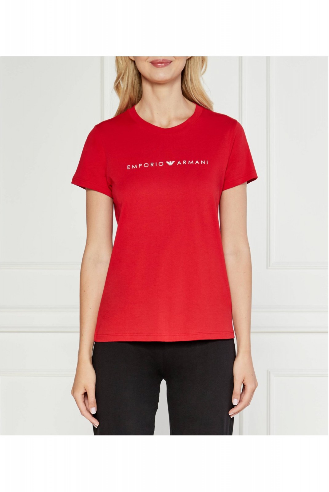 TShirt col V 100%coton Emporio armani 10374 ROSSO LACCA 164720 4F227