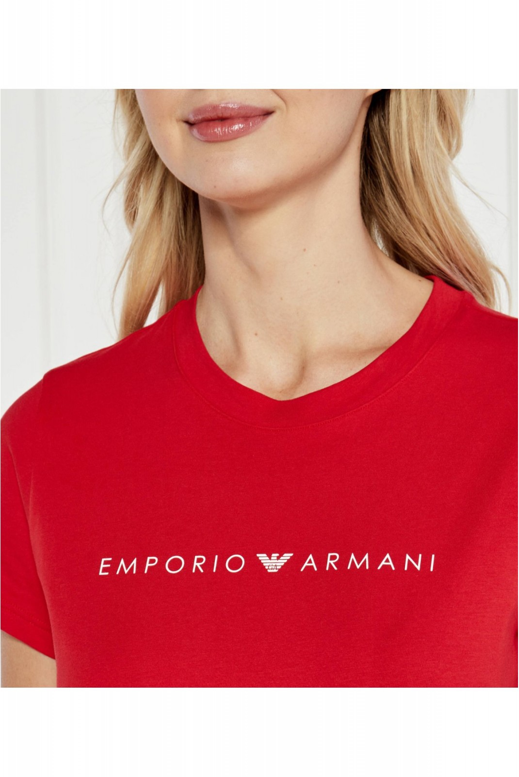 TShirt col V 100%coton Emporio armani 10374 ROSSO LACCA 164720 4F227